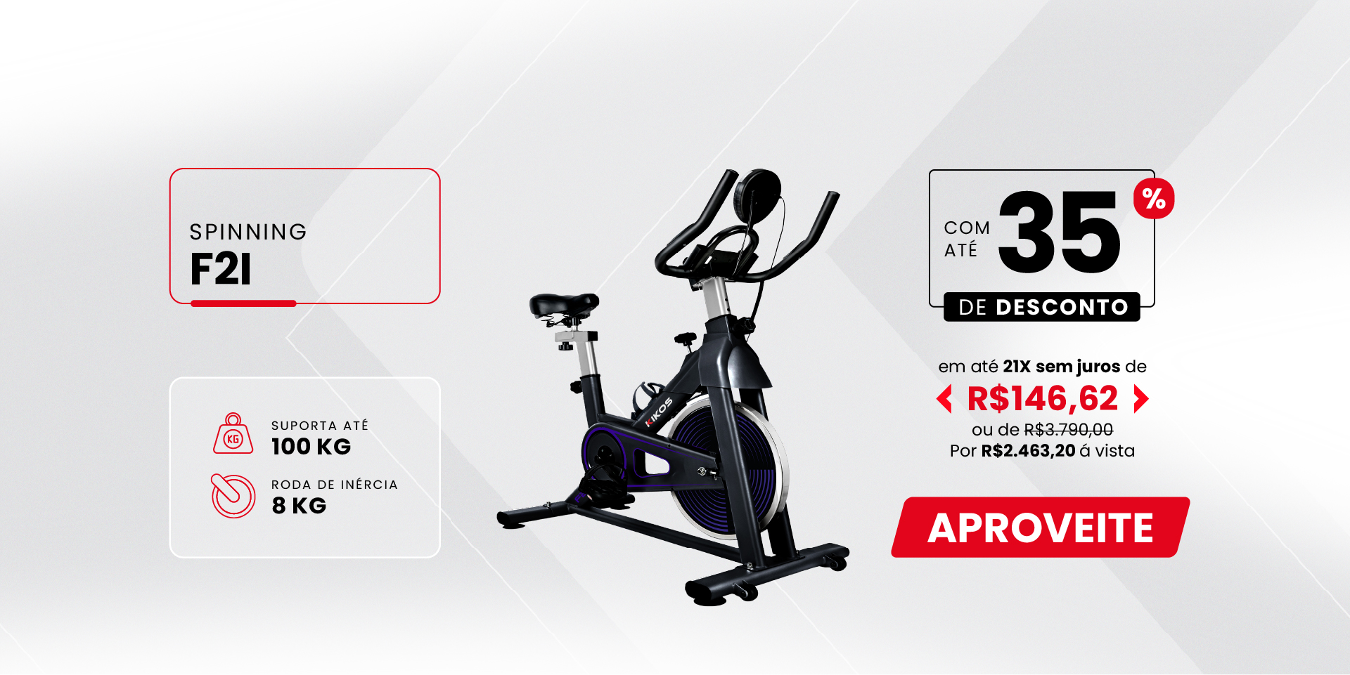Bicicleta Ergométrica Spinning Kikos F2I com 35% de desconto à vista ou em até 21 vezes sem juros
