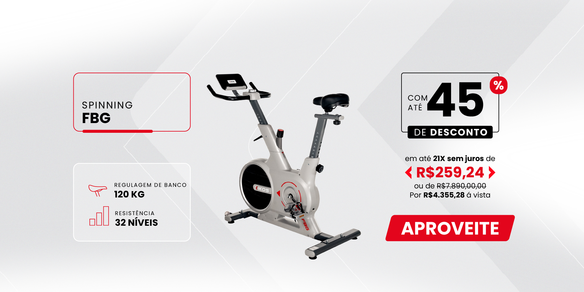 Bicicleta Spinning Kikos FBG com 42%¨de desconto à vista ou em até 21 vezes sem juros.