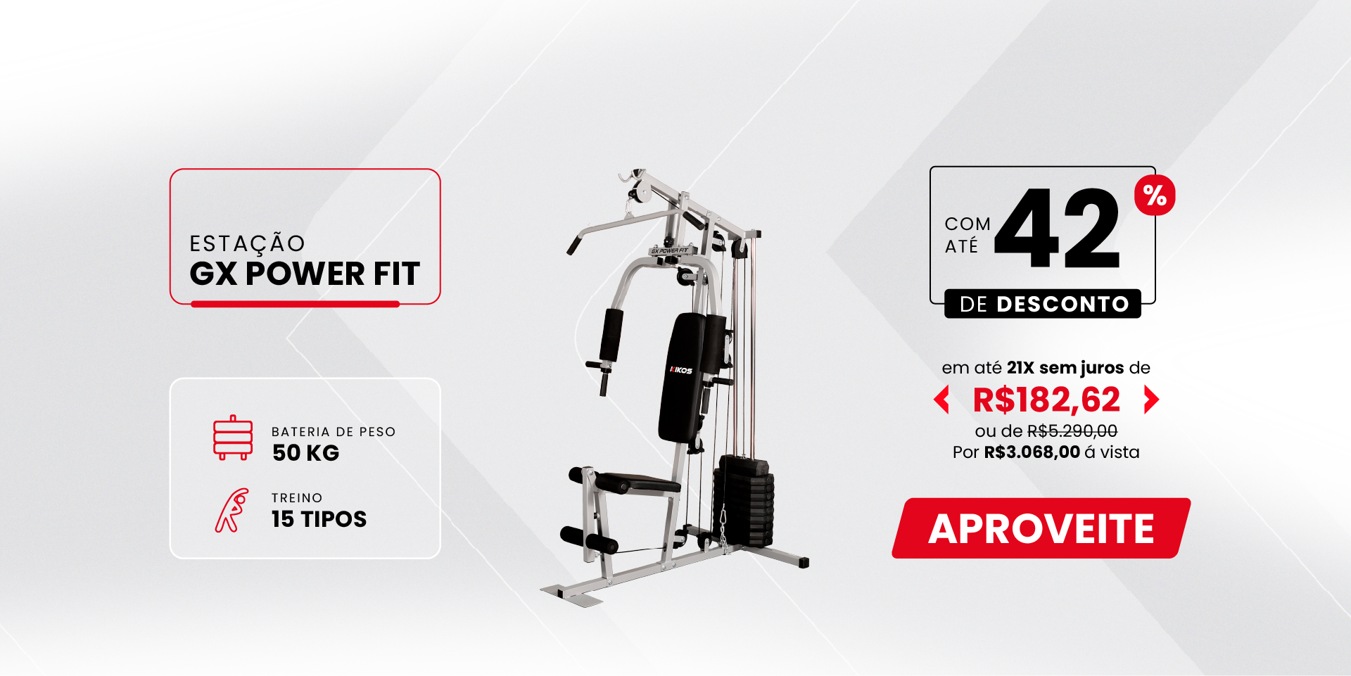 Estação De Musculação Kikos Gx Power Fit com 42% de desconto à vista ou em até 21 vezes sem juros