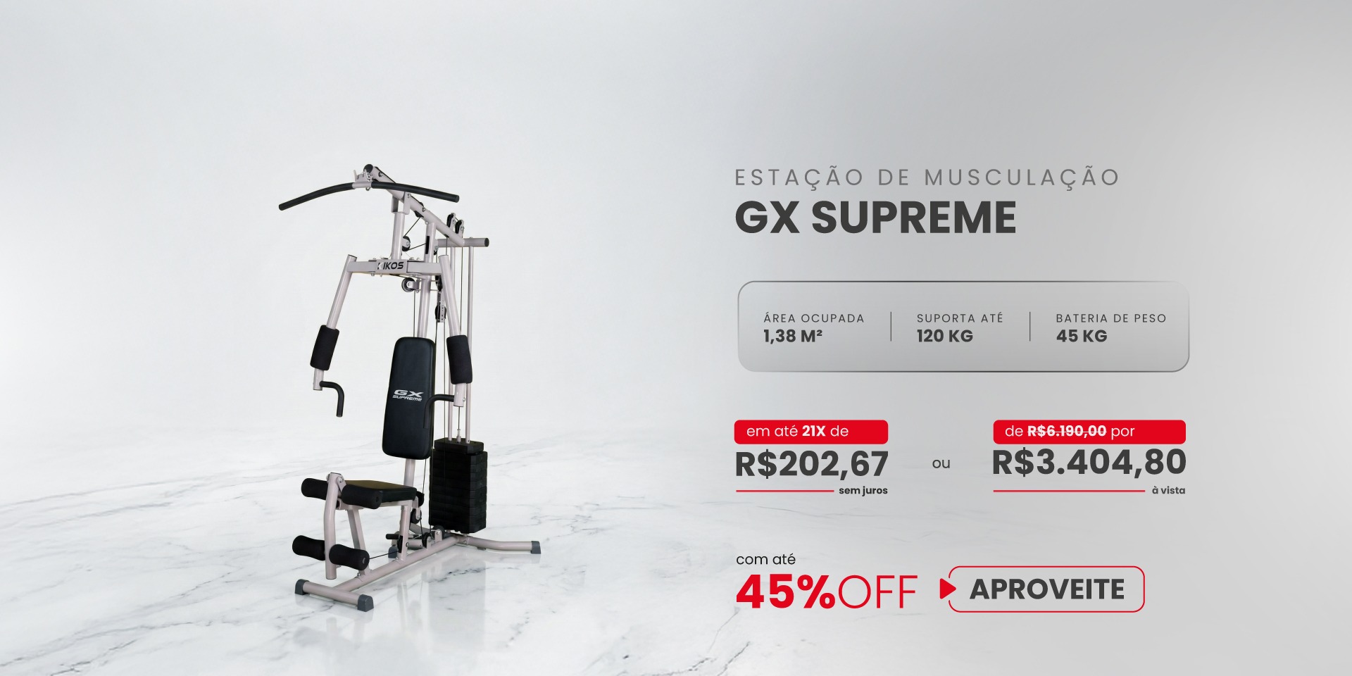 Estação De Musculação Kikos Gx Supreme com 45% de desconto à vista ou em até 21 vezes sem juros