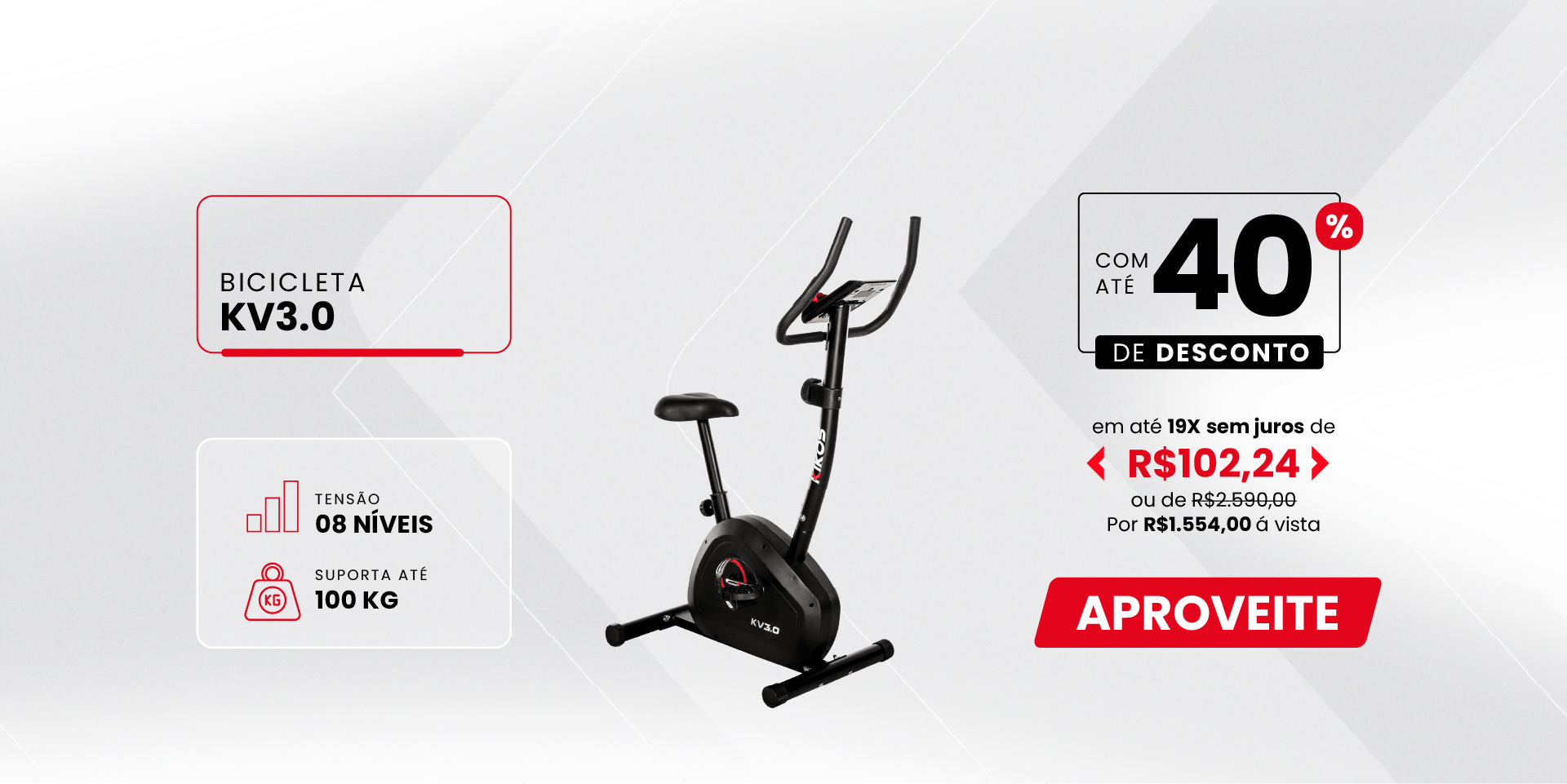 Bicicleta Vertical Kikos KV3.0 com 40% de desconto à vista ou em ate´21 vezes sem juros