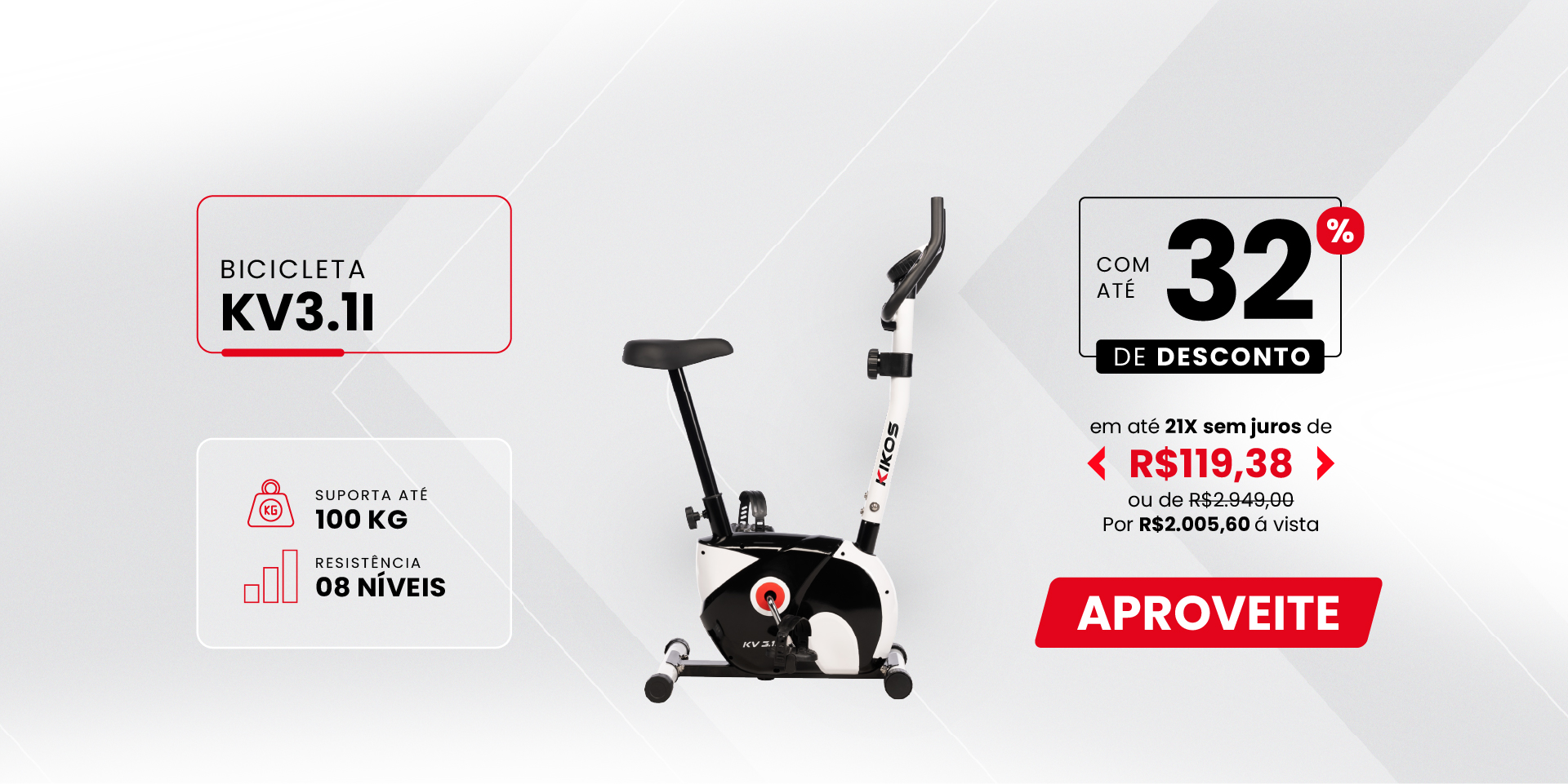 Bicicleta Vertical Kikos KV3.1I com 32% de desconto à vista ou em até 21 vezes sem juros