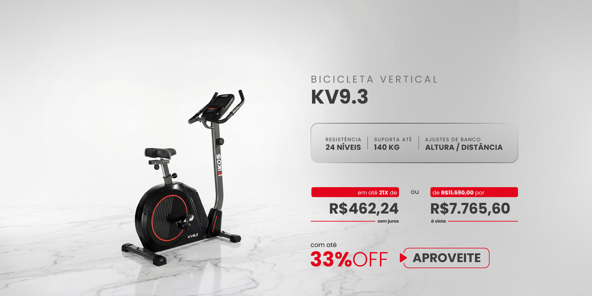Bicicleta Vertical Kikos KV9.3 com 33% de desconto à vista ou em até 21 vezes sem juros