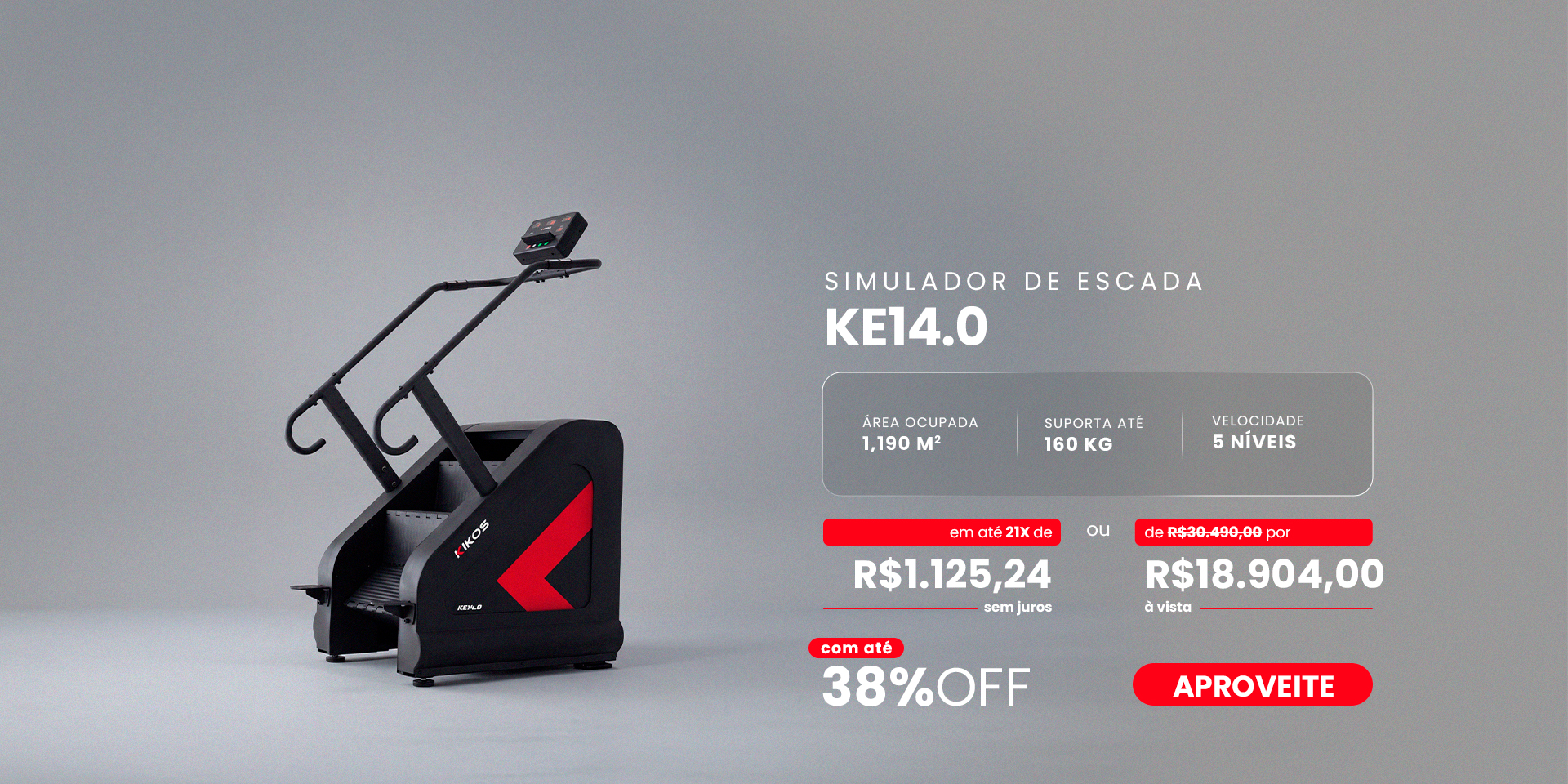 Simulador de Escada KIKOS KE14.0 com 38% de desconto à vista ou até 21 vezes sem juros