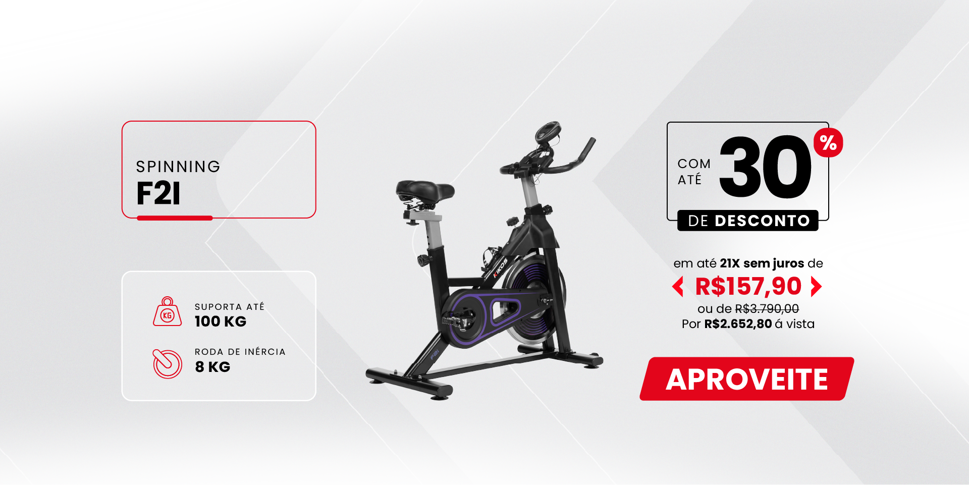 Bicicleta Spinning Kikos F2I com 30% de desconto à vista ou em até 21 vezes sem juros