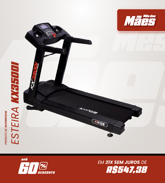 Esteira Ergométrica Kikos KX3500i com 60% de desconto à vista ou em até 21 vezes sem juros