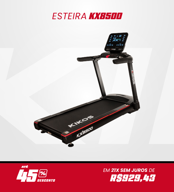 Esteira ergométrica Kikos KX8500 com 45% de desconto à vista ou em até 21 vezes sem juros