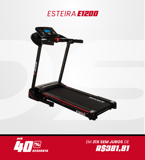 Esteira Ergométrica Kikos E1200 com 40% de desconto à vista ou em até 21 vezes sem juros
